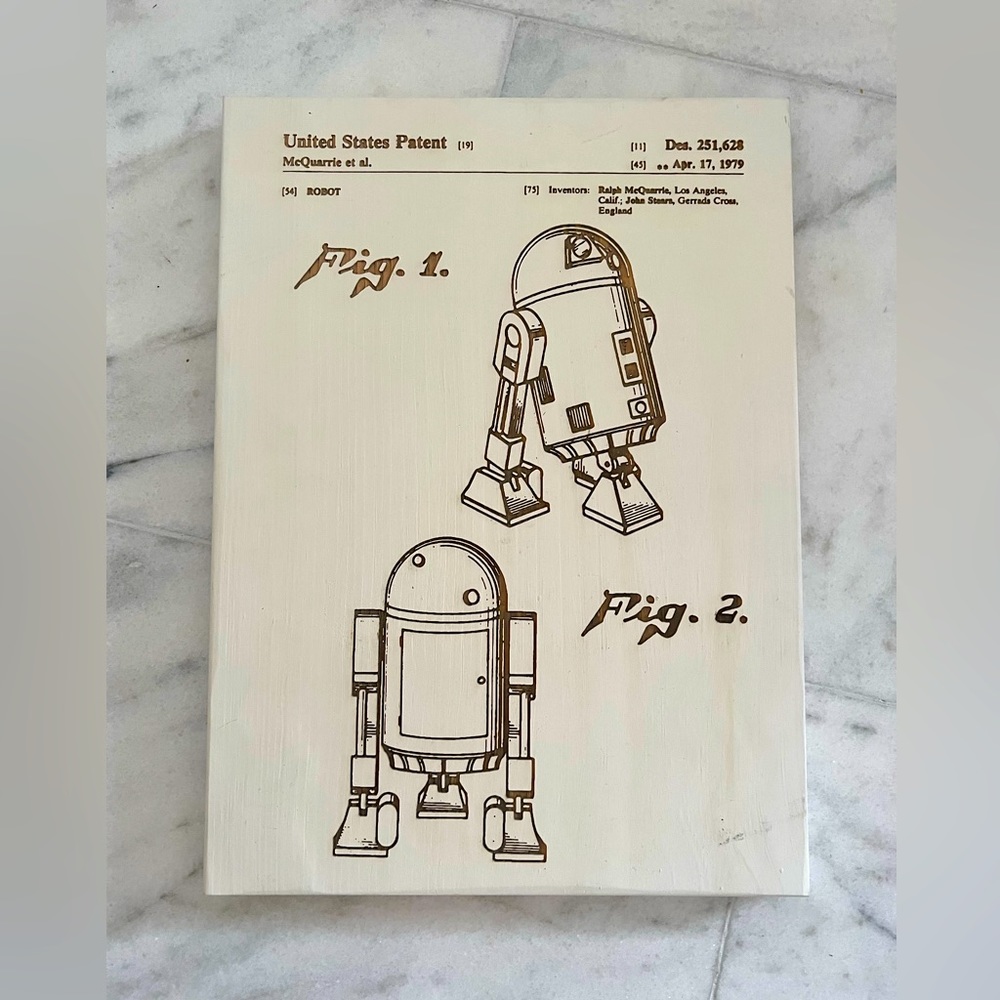 Fire and Pine original R2D2 laser engraved art